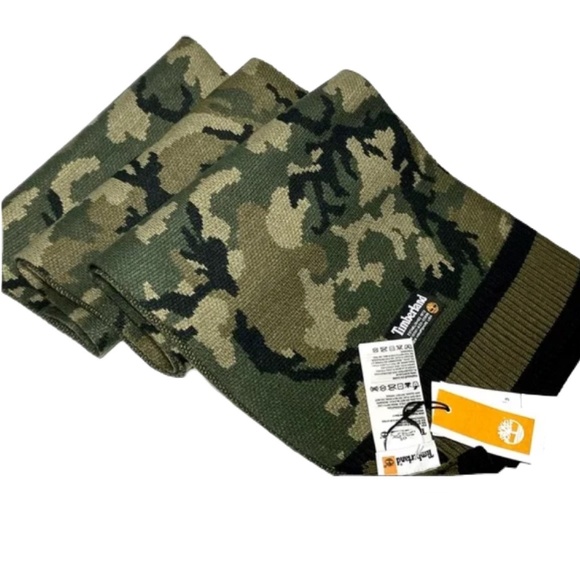 NWT Timberland Camo Jacquard Reversible Knit Scarf - Picture 5 of 15